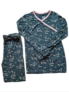Kickee Kids Floral Print Long Sleeve Pajama Set Size 8
